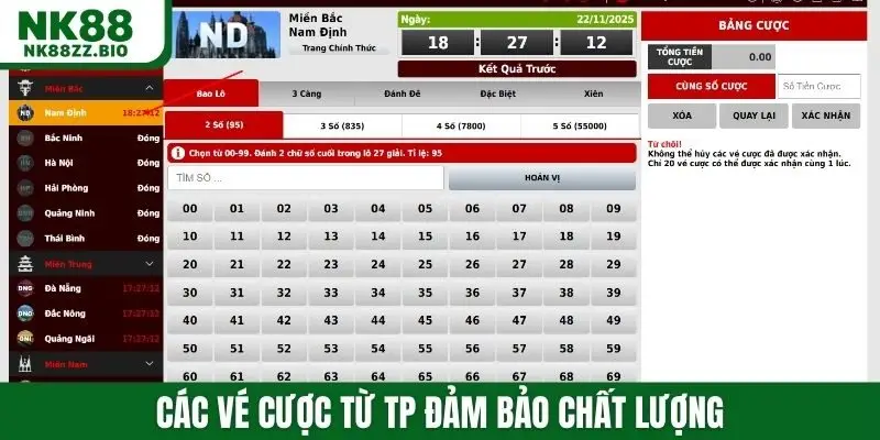 Các vé cược từ TP đảm bảo chất lượng