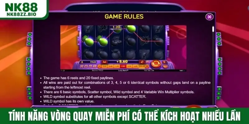 Tính năng vòng quay miễn phí có thể kích hoạt nhiều lần